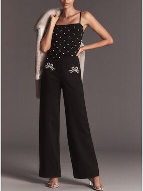 Maeve Colette Embroidered High-Rise Wide-Leg Pants 🎀